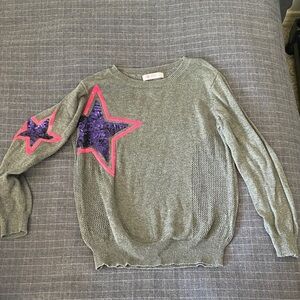 Pinc Gray Sweater with Pink and Purple Star Design